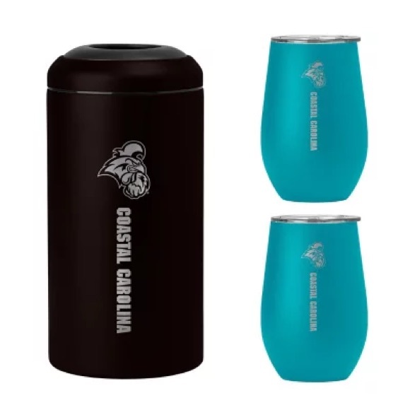 Coastal Carolina Chanticleers NCAA Stainless Steel Wine Chiller and Tumbler Set